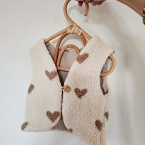 Teddy gilet Hartjes ecru