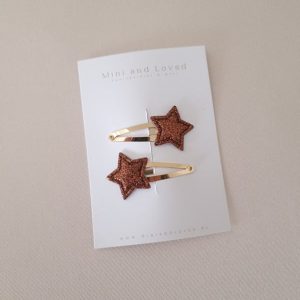 Mini&loved –   Glitter Christmas star brown middel (2 stuks)