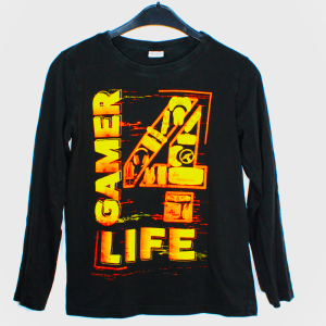 Chapter Young t-shirt zwart met tekst: Gamer 4 Live maat 185/164