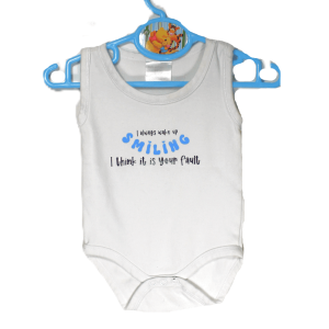 Zeeman zomer rompertje met tekst: i always wake up smiling ….maatje 50/56