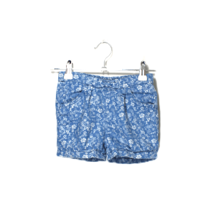 Pusblu girls korte broek blauw met all over patroon van witte bloemen maat 92