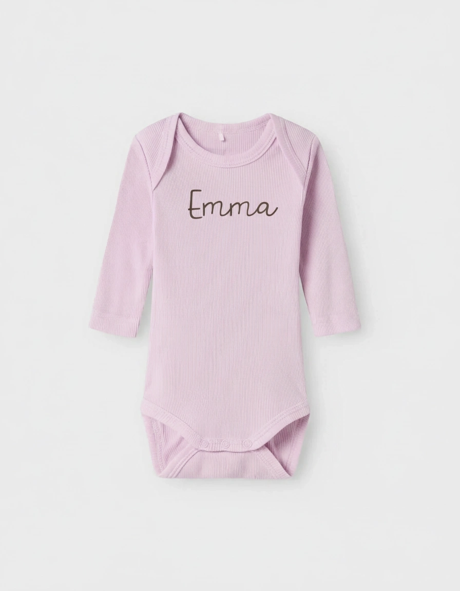 Romper meisje – Poeder roze – Met naam - Afbeelding 2