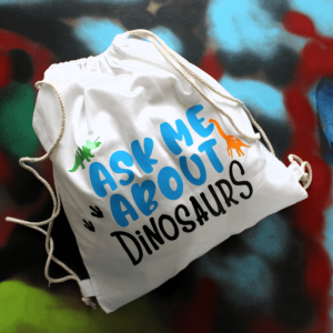 Rugzak wit: Ask me about dinosaurs