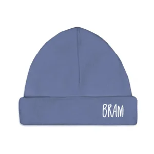 Babymutsje – Met naam – Silk blue