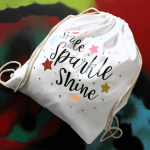 Rugzak wit: smile sparkle shine