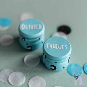 Tandendoosje luipaard blauw
